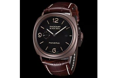 Novel Panerai Radiomir Brown Frosted Case Black Dial Date Small Seconds Brown Strap Watch