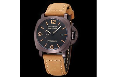  Panerai Luminor Marina Arabic Hour Marker Brown Case Brown Frosted Strap Date Small Seconds Watch