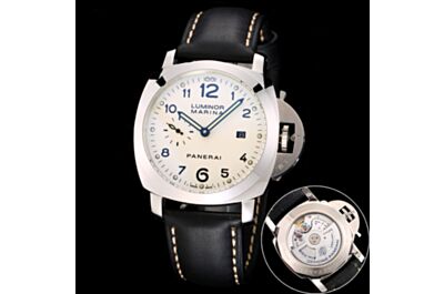  Panerai Luminor Marina Automatic Stainless Steel Case White Dial Date Small Seconds Black Strap Watch