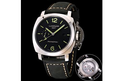 Superb  Panerai Luminor GMT Black Plaid Dial Arabic Hour Markers Date Small Seconds Watch
