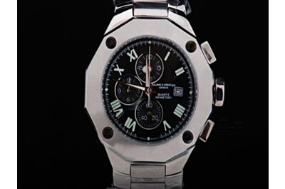  Baume&Mercier Riveria Chronograph MOA08728 Gents Black 40mm Silver Watch 