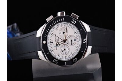 Baume & Mercier Riveria MOA08724 Chrono Black Bezel Rubber Quartz Watch 