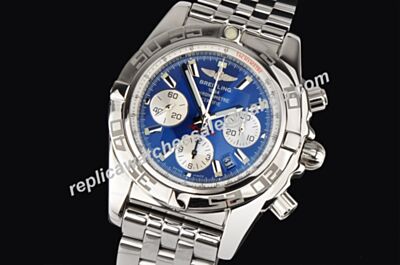 Breitling Chronomat Ref A042C51PA Blue Dial Silver Stainless Steel Watch 