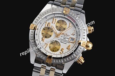 Men's Breitling Chronomat 2-Tone Ref B13356 Luminous Gold Arabic Scale Watch BNL109