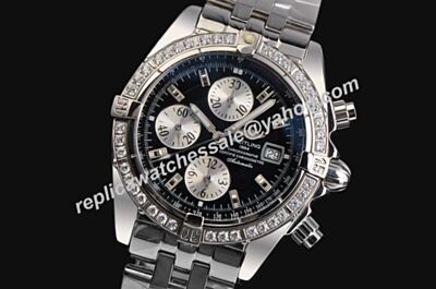 Breitling Diamond Bezel White Gold 44mm Chronomat Luminous  Watch BNL113
