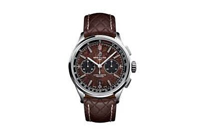 Breitling Premier Brown Dial Black Tachymeter Scale Minute & Hours Counters Arabic Numerals Hour Marker Watch