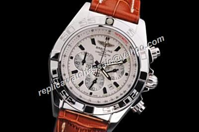 Breitling Chronomat 44 Silver Steel Tachymeter Bezel  Chrono Date Watch