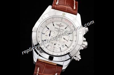 Breitling Chronomat ref IB011012/A696/433X/A20BA.1 7750 Silver Case Brown Leather Date Watch
