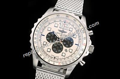 Breitling 43 Chronograph White Men's AB012012 BB01 Navitimer 24 Hours Silver Bracelet Watch 