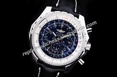 Breitling Bentley Motors A25362 T Speed Special Edition Blue Chronograph Design Silver SS Watch 