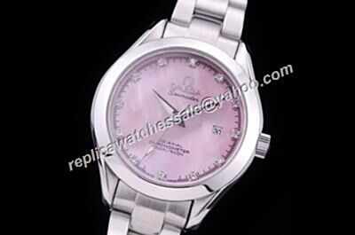 Omega Seamaster 150m/500ft Diamond Markers Silver Automatic Steel Bracelet Pink Watch 