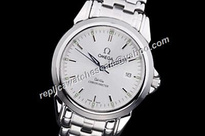 Mens Omega De Ville All Silver 39mm Date Watch nice price 