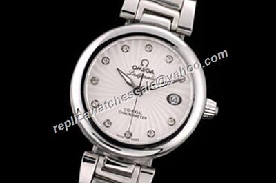 Clone Omega De ville Ladymatic Diamond Scale Co-axial Ref 425.30.34.20.55.002 B Silver Bracelet Women's  Watch