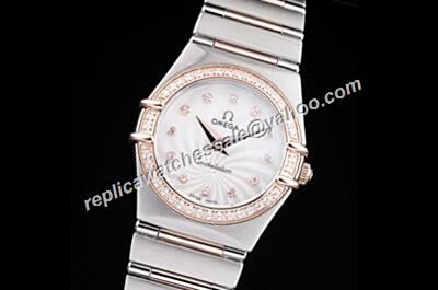 Swiss Omega Constellation Women's ref 123.25.38.21.52.001 Diamond Set 2-Tone Watch 