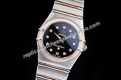  Omega Constellation Ref 123.15.24.60.51.002 Paved Diamonds Bezel Swiss Black Watch 