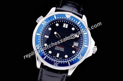 Omega Seamaster 300m Blue Bezel Date 41mm  Silver SS Watch