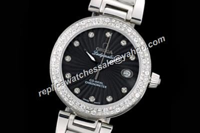 Omega De ville Ladymatic Diamond Set Co-axial Ref 425.35.34.20.51.001 Black Women's  Watch 