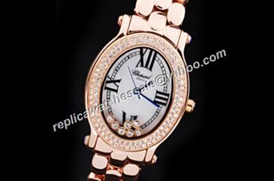 Chopard Happy Dancing Diamonds Rose Gold White Date Lady  Watch