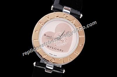 Bvlgari B.Zero1 Rose Ref BZ30BHSL Rose Gold Bezel Ladies Heart Diamonds Watch 