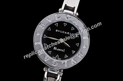 Copy Bvlgari B.Zero1 Quartz BZ30BSS Silve Black no Date  Bangle Watch 