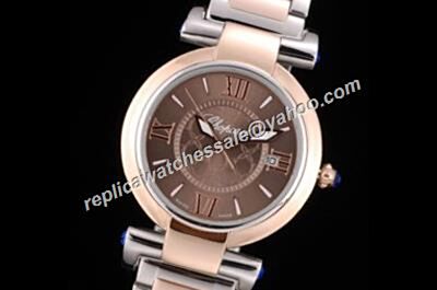 Chopard Imperiale Rose Gold Bezel  Ladies Brown Date 2-Tone Bracelet Watch 