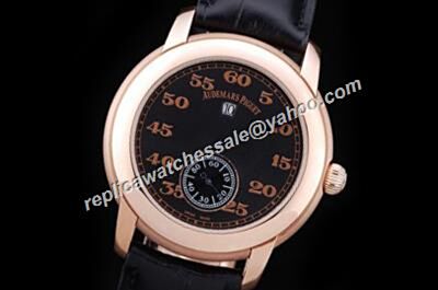Audemars Piguet Complication Jules Audemars 43mm Black Leather Strap Date Watch 