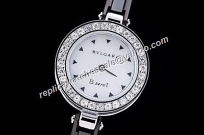  Bvlgari B.Zero1 Diamonds Bezel Black Date White Gold Watch