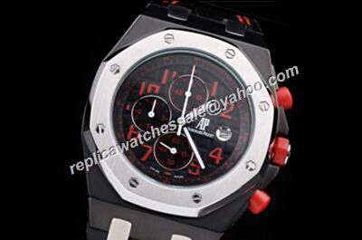 AP Offshore Singapore Limited Red Crown Black Pvd Chronograph Silver Bezel Watch