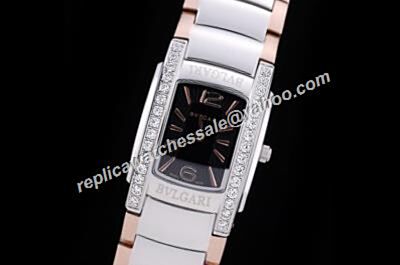Bvlgari ASSIOMA AA26BSS D Black Diamonds 2-Tone Steel Bangle Watch 