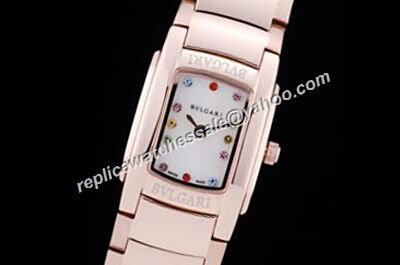 Rep Women’s  Bvlgari ASSIOMA D Color Diamonds  18K Rose Gold White Watch 