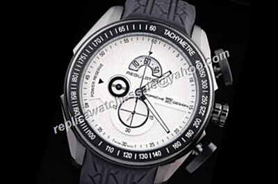 Porsche Design Regulator Power Reserve Black Bezel Chronograph Rubber Strap Watch 