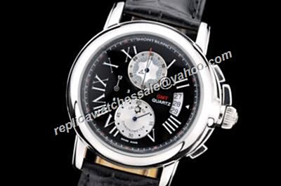 Montblanc GMT  Chronograph Star 2-Tone Date Leather Strap Watch