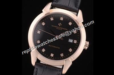 Vacheron Constantin Diamonds Black Face Patrimony  Quartz 40mm Watch CVC049