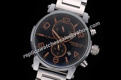 Montblanc Timewalker Flyback Black TwinFly 43mm Silver Steel Bracelet Automatic Watch