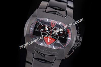Tonino Lamborghini  Chronograph Red Hand Quartz Carbon Black Watch 
