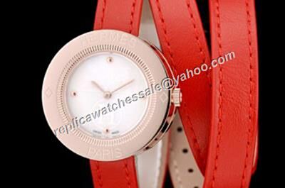 Hermes Passe Passe Lady PP1.210.212/G-VGE Rose Gold 32mm Red Leather Strap Watch