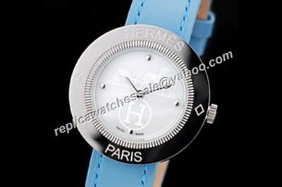 Hermes Passe Passe White Gold  Royal Blue Leather Quartz Watch 