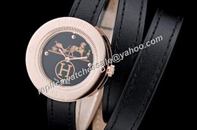 Hermes Passe Passe Lady Rose Gold Carved Pattern 32mm Quartz 2-Tone Watch 
