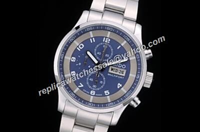 Cheap Mido Multifort Chrono Valioux White Gold Band 2-Tone Blue Watch