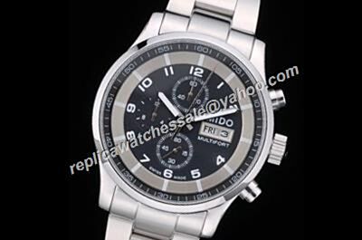 Mido Multifort Chronograph Ref M005.614.11.061.00 White Gold Black Dial Watch 