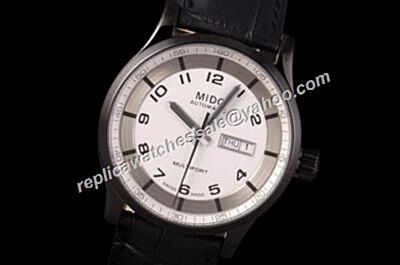 Mido Multifort Ref M005.430.16.032.00 2-Tone Black 42mm Mens Automatic Leather Watch
