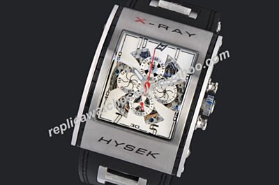 Hysek X-RAY Perpetual Calendar Skeleton Red Hand Silver Watch 