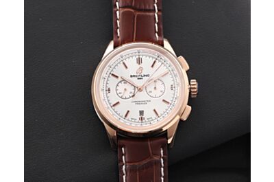  Breitling Premier RB0118371G1P1 Rose Gold Case White Dial Minute & Second Counters Watch