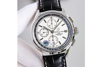 Breitling Premier White Dial Black Tachymeter Scale Minute & Hour Counters Second Subdial Date Window Watch