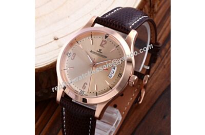 Swiss  Jaeger-LeCoultre Master Control Ultra Thin JJ078. ETA 2824-2, Rose Gold Case, Rose Gold Dial, Brown Leather Strap