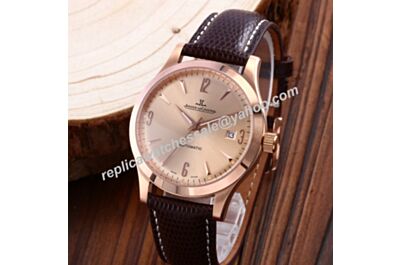 Swiss  Jaeger-LeCoultre Master Control Ultra Thin JJ079. ETA 2824-2, Rose Gold Case & Dial, Brown Leather Strap