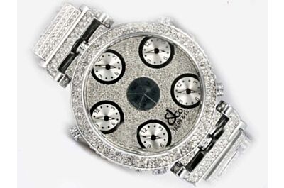  Paved Diamond Jacob & Co Five Time Zone World Time Jewelry Watch