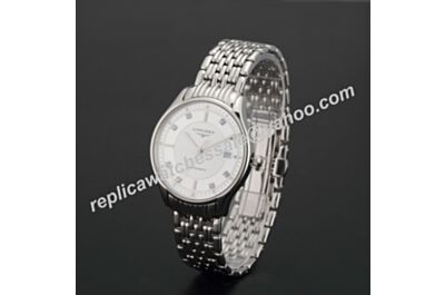 Swiss  Men Longines Lyre 35mm Quartz Diamonds All Silver Watch LQ003