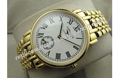 Longines L4.804.2.11.8 Presence 35mm Gold Steel Bracelet Date Men's Auto Movement Watch 