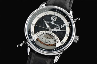 Maurice Lacroix Masterpiece Skeleton Black Date White Gold  24Hours Watch